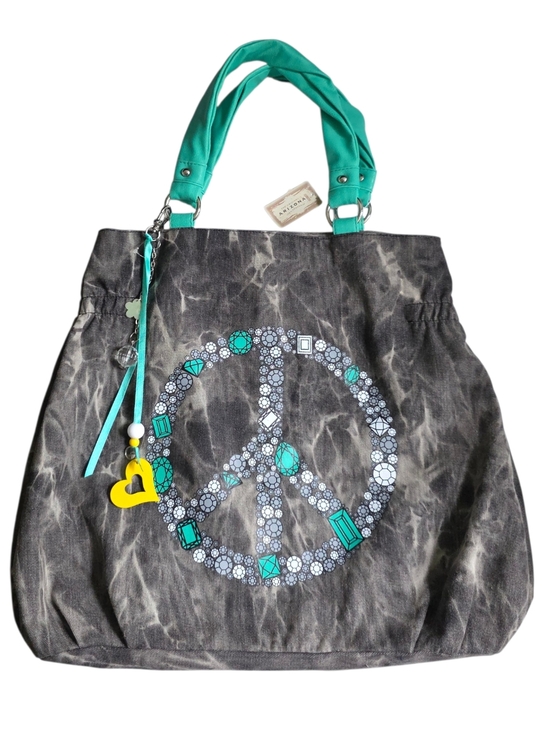 Arizona Jean Company Handbags - Arizona Tie Dye Denim Tote With Bag Charm NWT